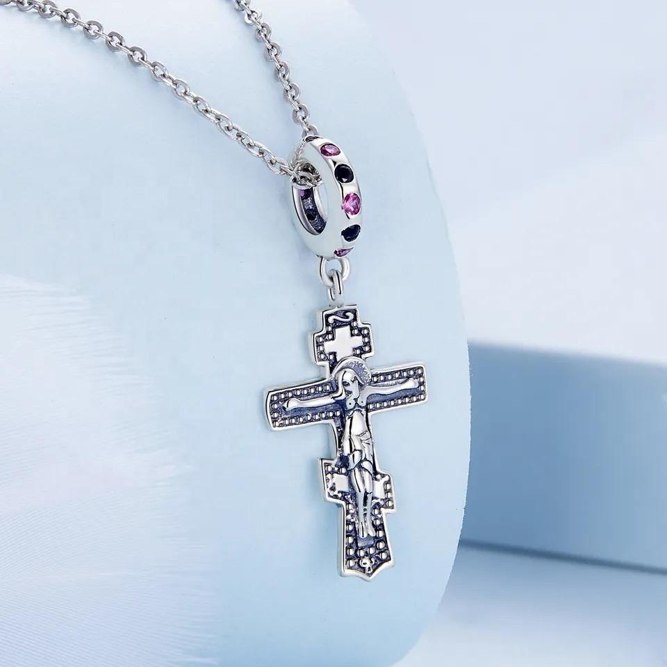 High Quality Women 925 Sterling Silver Cross Charm Necklaces Fine Jewelry Making