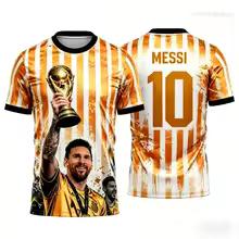 Herren Sommer Weiches Messi Fußball Grafik T-Shirt Kurzarm Lässig Sport Trikot Kinder Jungen Oberteile Street Tägliche Kleidung