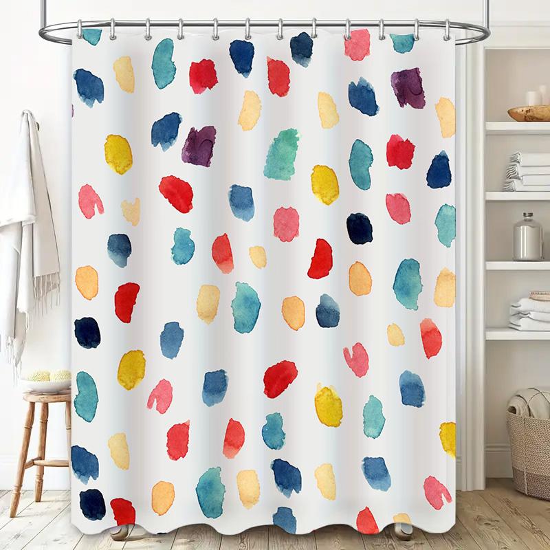 Brightly Colored Watercolor Dots Shower Curtain For Bathroom Decor Customizable Size Available On