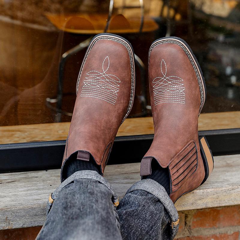 Men's Mid-Calf Chelsea Leather Boots - Autumn/Winter British Style, Versatile, Large Size Martin Boots