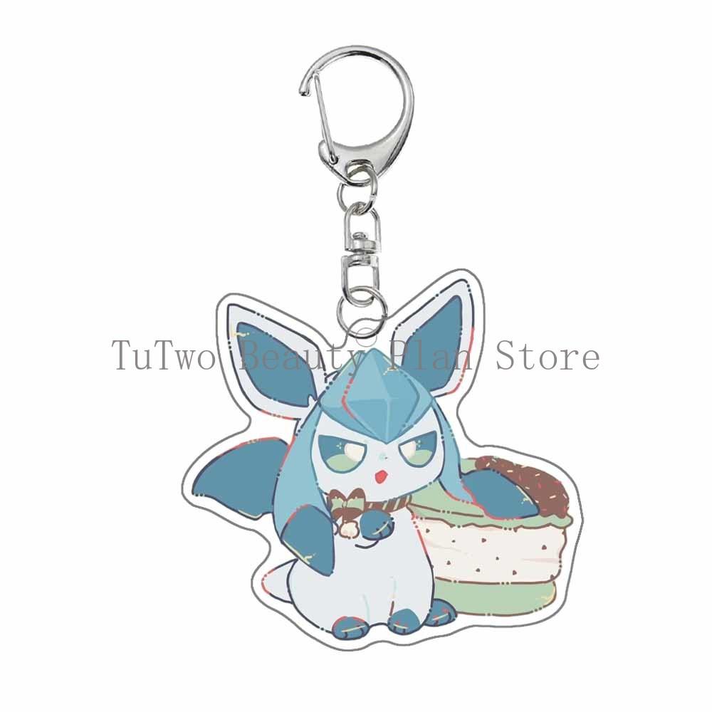 Creative Dessert Flareon Glaceon Umbreon Espeon Sylveon Eevee Anime Cartoon Acrylic Keychain Kawaii Cute Bag Pendant Gifts Toys