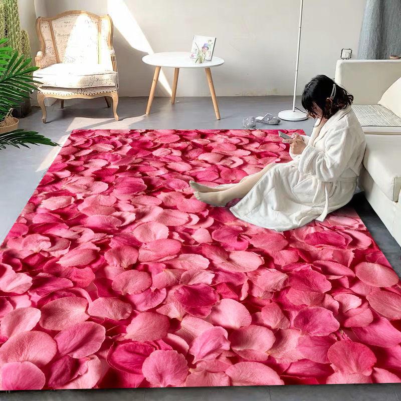 Red Rose Bedroom Carpet Blanket Living Room Coffee Table Floor Mat Washable Custom Mat Door Mat Full of Bay Window Balcony Mat