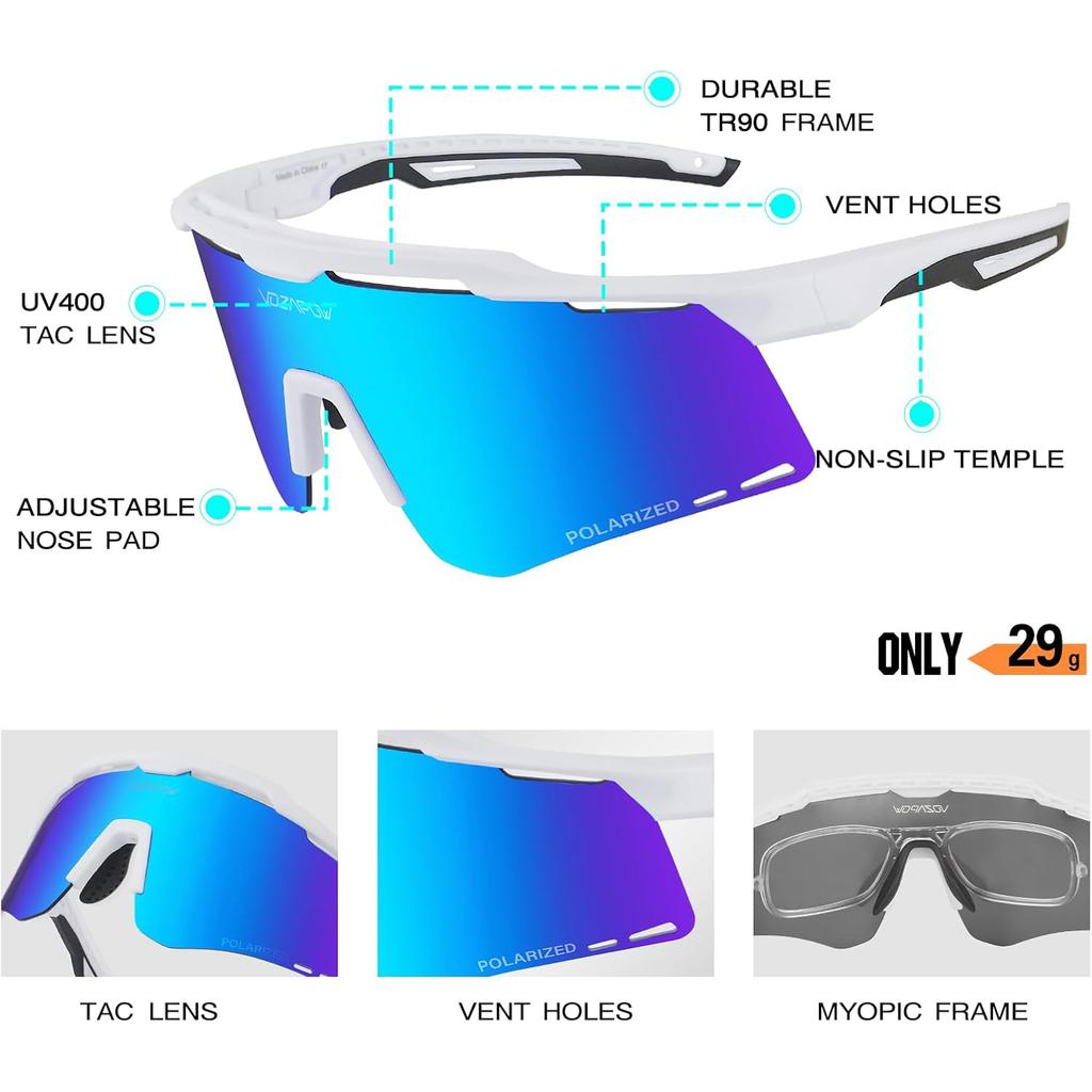 Radbrille Herren Damen Polarisiert MTB Rennrad Sonnenbrille Fahren Baseballbrille UV400 Schutz Sportbrille
