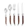 Western Cutlery Set: 5-Piece Stainless Steel with Wooden Handle - Includes Steak Knife for Fast Delivery