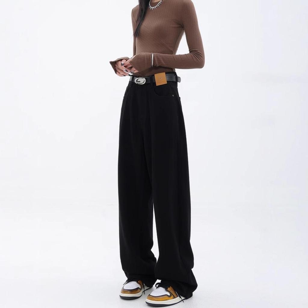 American Black Plus Size High Waist Wide Leg Jeans for Women