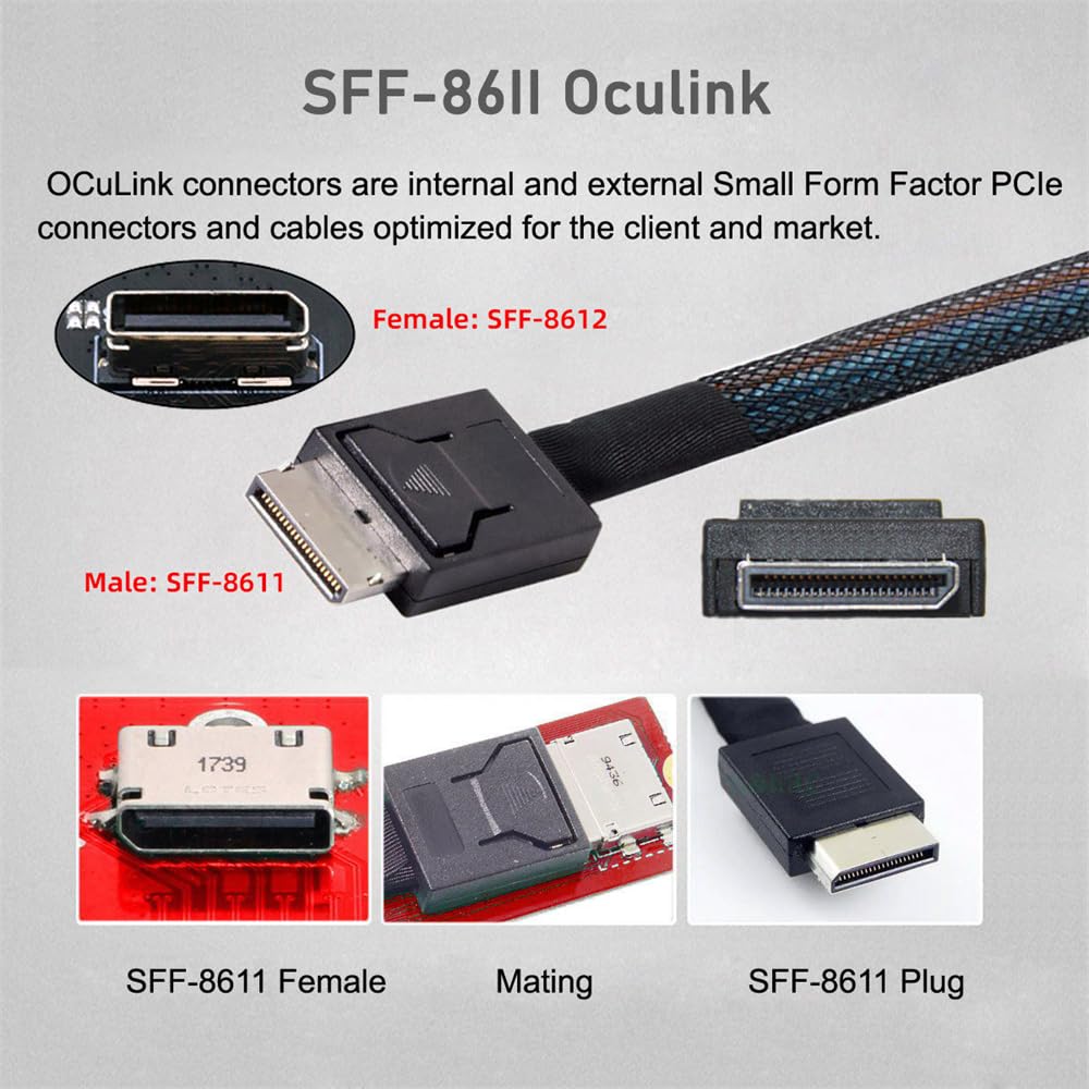 NFHK Oculink to NGFF to NVMe PCIe SSD 2280 SSD Enclosure Adapter for Motherboards SFF-8612 SFF-8611 M.2 M-Key
