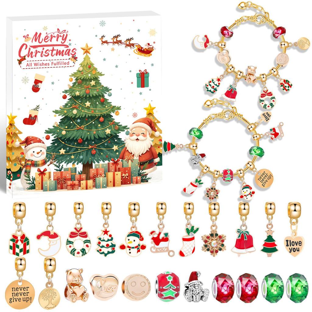 European & American DIY Christmas Cartoon Snowman Crystal Beaded Bracelet Set for Children