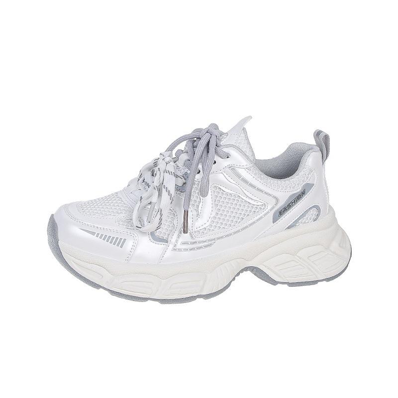 

Женские кроссовки на толстой подошве, универсальные, визуально уменьшающие стопу, новая весна 2025, повседневные, дышащие, легкие, сетчатые кроссовки, женская обувь 40 белый