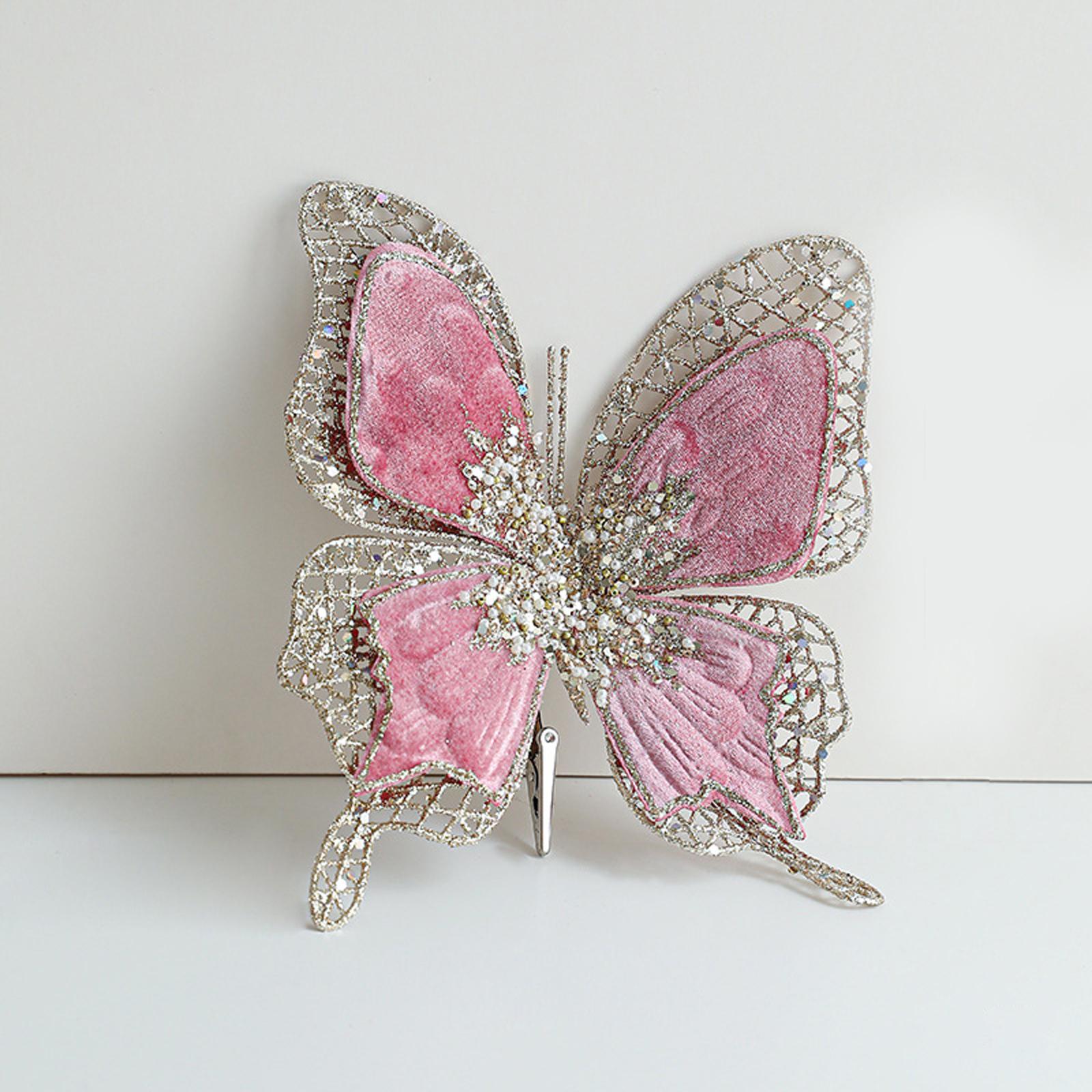 

Fabric Bow Hollow Clip Double-layer Velvet Pendant Sticky Powder Flocking Christmas Tree Decoration One Size рожевий