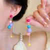 Dopamine Color Exaggerated Beaded Earrings Girlish Heart Personality Fun Earrings Female Sweet Cool Temperament Long Ears