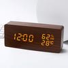 Intelligent Voice controlled Temperature and Humidity Meter Wooden Clock Triangle Electronic Digital Clock Wooden Temperature and Humidity Alarm Clock