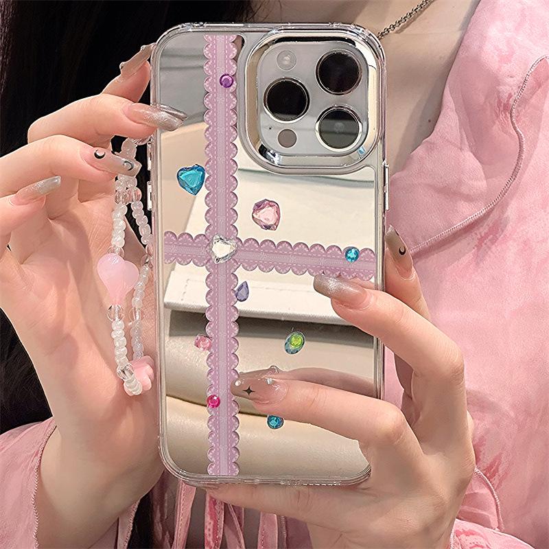 Zhitai Rhinestone Mirror Bracelet Case for iPhone 15/14 Pro/13 Pro Max/12