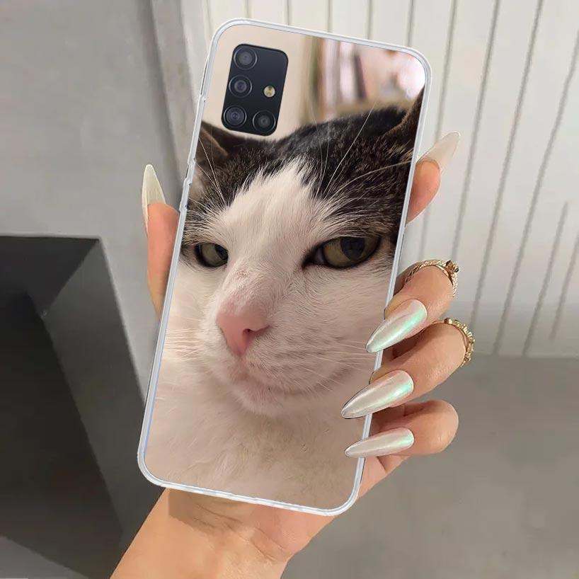 Pet Cat Funny Memes Phone Case for Samsung Galaxy A52 A32 A22 A12 A02S A50S A30S A10S Note 20 Ultra 10 Plus S10 A31 A20 A71 A72
