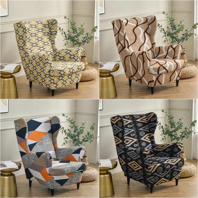 Chair Cover Geometric Spandex Armchair Covers Nordic Removable Ottoman Cover Sofa Slipcover With Seat Cushion Cover Stretch Wing