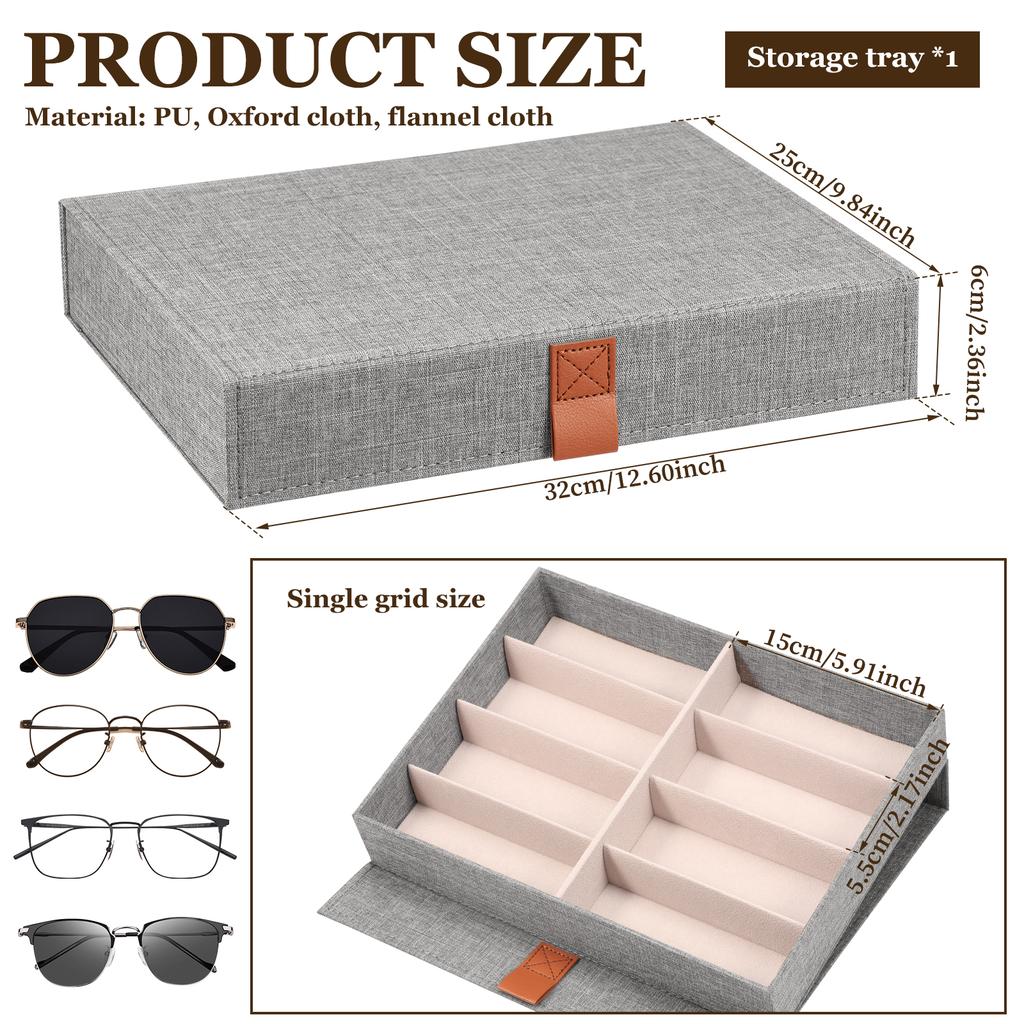 Sunglasses Storage Organizer Eyeglasses Display Case Holder Eyewear Storage Box Glasses Jewelry Holder with Magnetic Closure