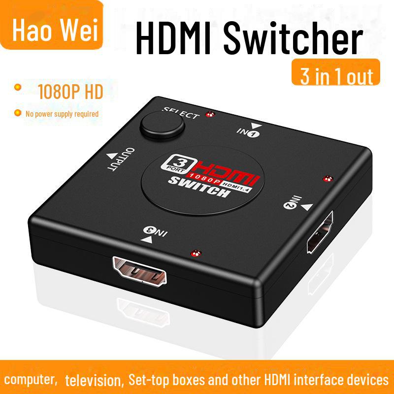 

HDMI-коммутатор 3-в-1: Конвертер и сплиттер высокой четкости 1080P manual switching