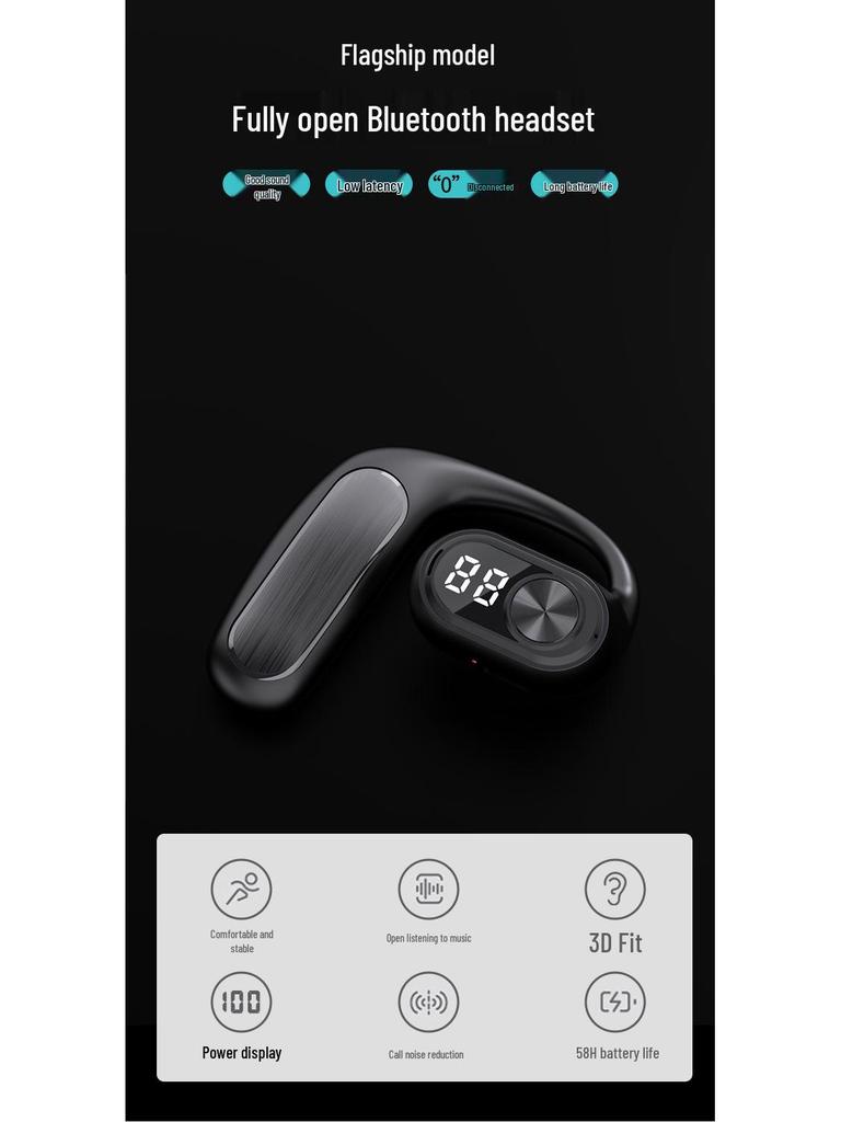 M35 Wireless Bluetooth Open-Ear Air Conduction Earbuds for Sports Running with 5.3 Stereo Sound.