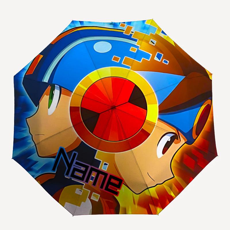 

1PC Mega Man PixelArt RetroGaming - Custom Name Automatic Folding Umbrella - Compact 8-Rib Design, Durable Plastic & Iron, Daily Use S0106048