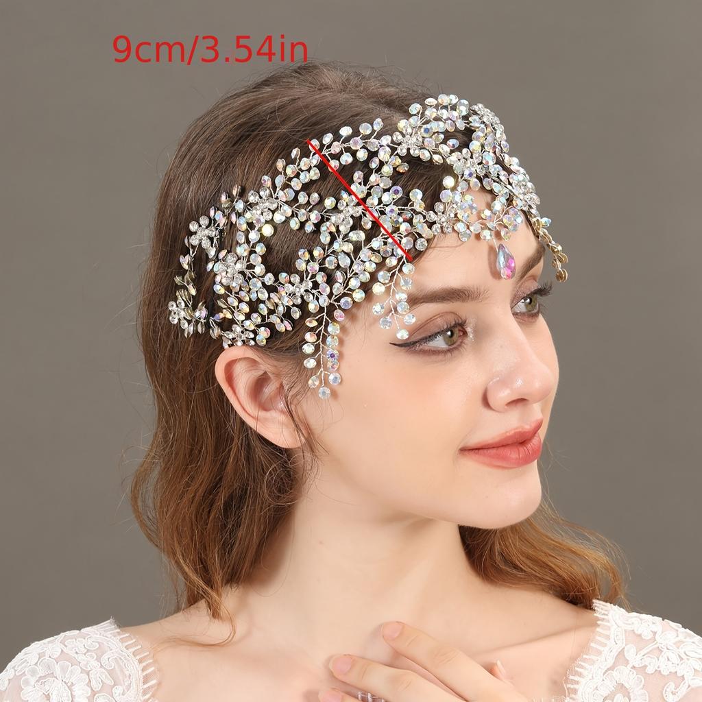 1pc Retro Bling Bling Rhinestone Decorative Pendant Head Band Elegant Hair Accessories For Women And Girls