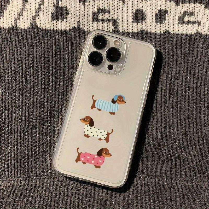 Cartoon Sausage Dog Design Transparent Phone Case Suitable for iPhone 17 16 15 14 13 12 11 Pro/Max/Plus Anti Drop and Shockproof