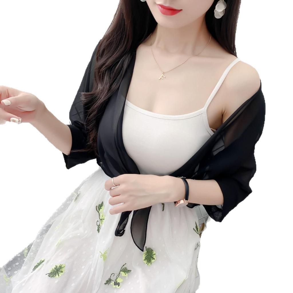 Korean Style Loose Chiffon Cardigan: Elegant Long Sleeve Summer Sun Protection