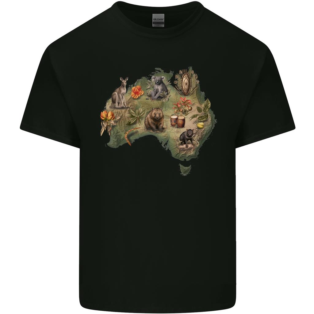 Australia Cultural Map Widlife Koala Kangaroo Unisexs Light Cotton TShirt