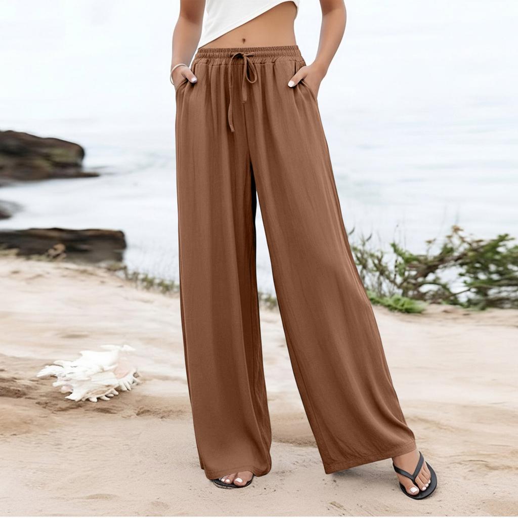 Damen Palazzo-Hose, Sommer, lässig, fließend, weites Bein, Strand, Reisen, Urlaub, Outfits