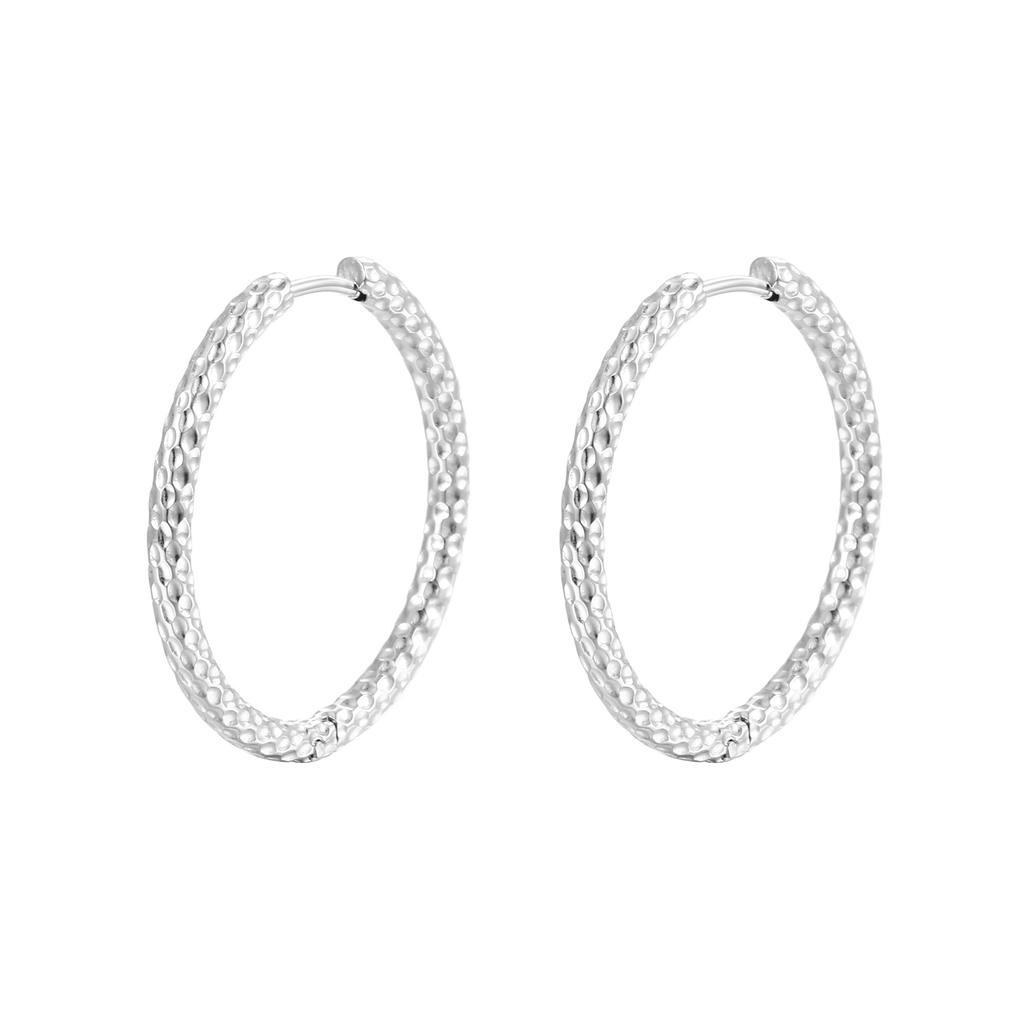 ins European and American fashion gypsy titanium steel round women's 18K ear buckle simple wind stainless steel silver-plated earrings earrings
