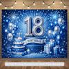 2D 18. Geburtstag Blau Silber Party Wandbehang Hintergrund Banner