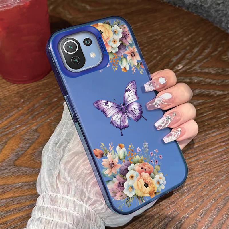 

For Xiaomi Mi 11 Lite 5G NE Case Luxury Flower Butterfly Plant Pattern Soft Bumper Hard PC Cover For Xiaomi 13T 14T Pro Shell Xiaomi Mi 11 Lite