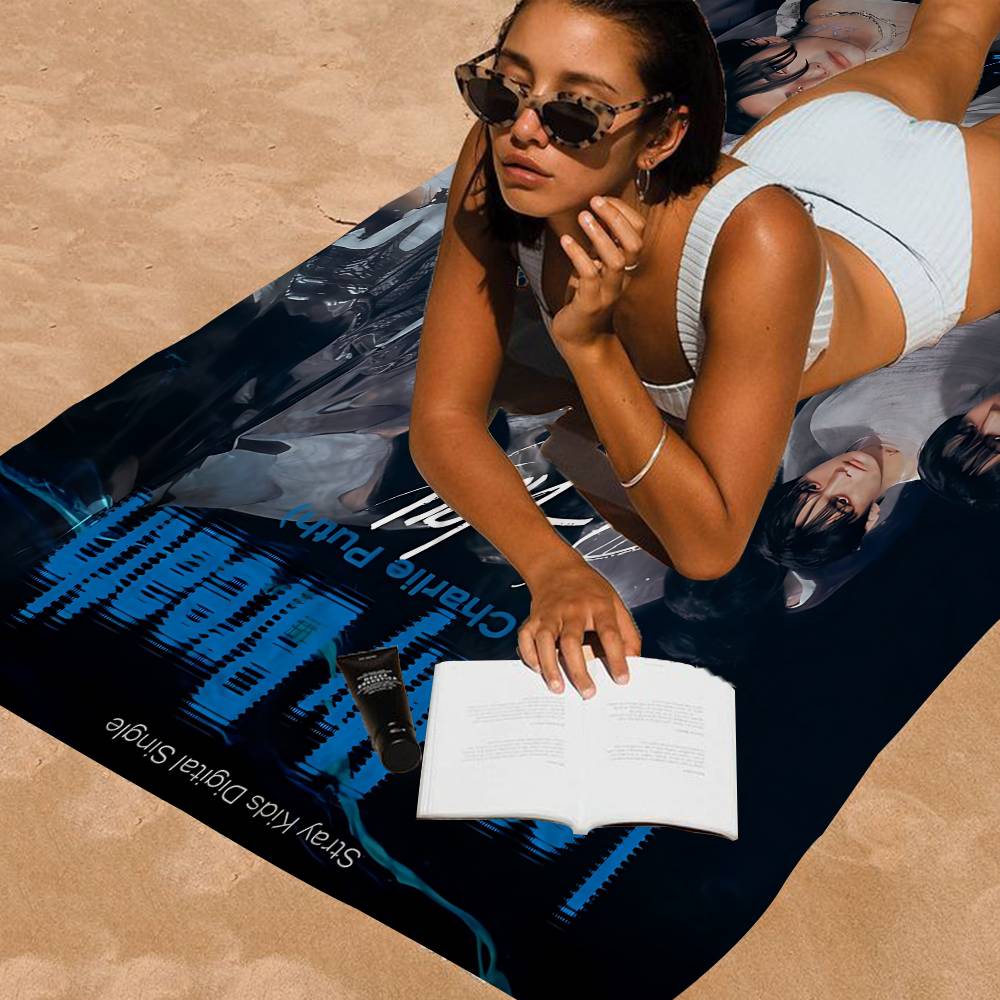 S-StrayS COOL K-Kids Kpop Microfiber Blanket Quick Drying Beach Towels Oversized Printing Super Absorbent Pool Towel Blanket