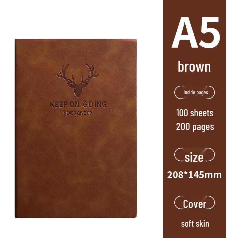 Deer Head Buckle A5 Notebook - Business Thick Notepad for Meeting Minutes
