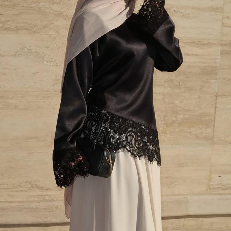 Casual Lace Patchwork Lace-up Tops Women's Slim Belted Waist-cinching Round Neck Pullovers 2026 New Ladies Spring Solid Outwear