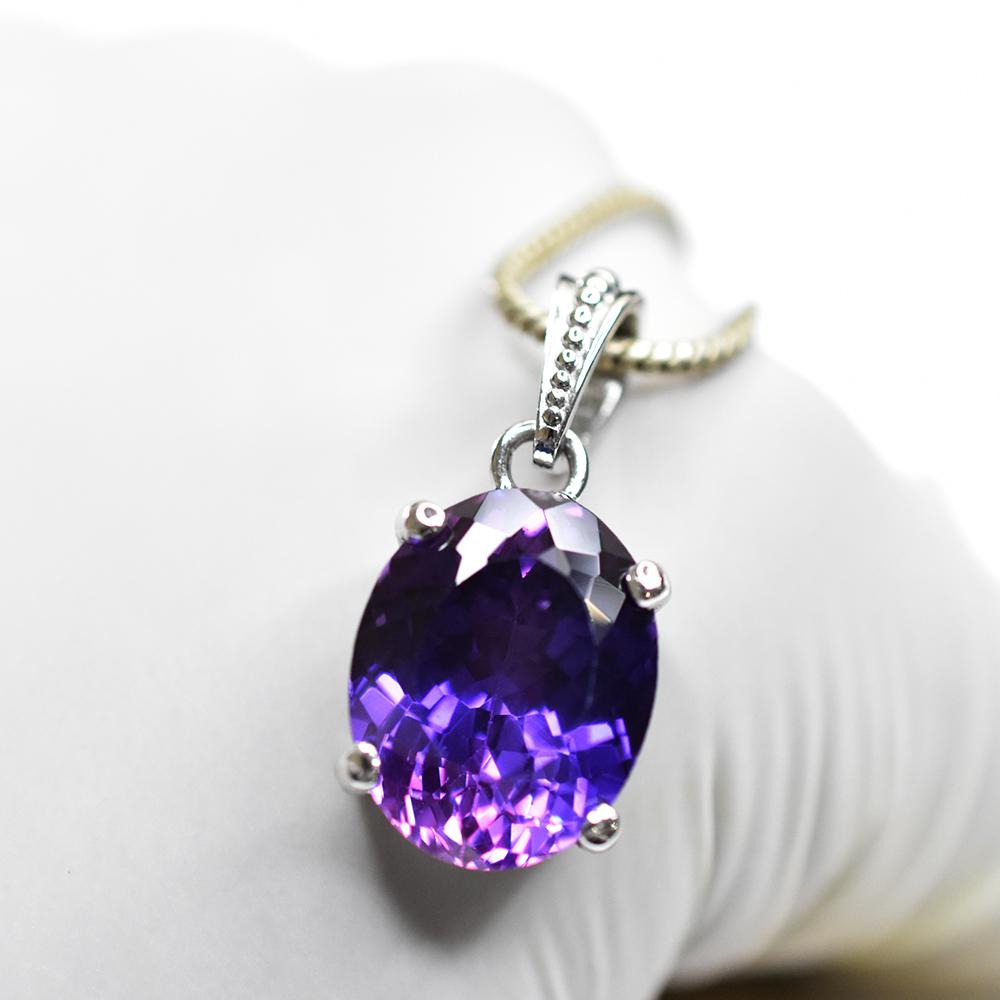 CERTIFIED Natural Purple Tourmaline 26 Ct Oval 925 Sterling Silver Gems Pendant