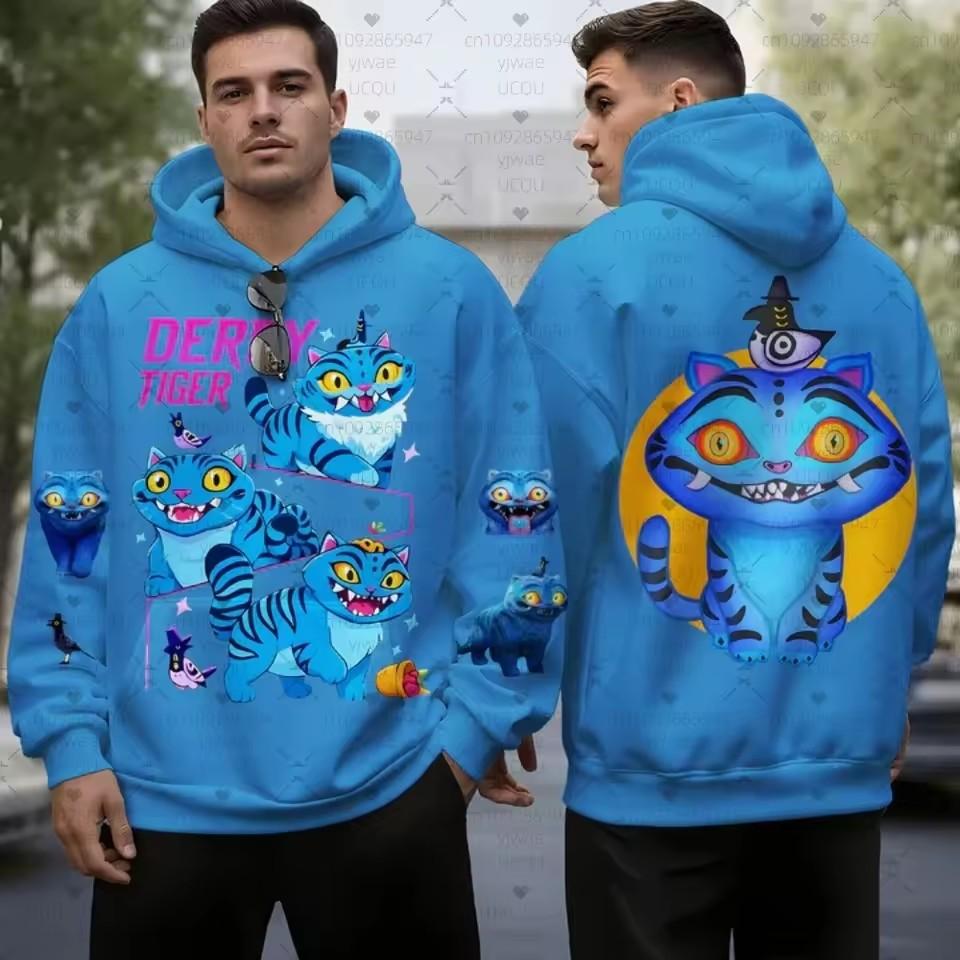 

Зимнее мужское худи Харадзюку Хип-хоп худи Тигр 3D принт Спортивная одежда Модная спортивная одежда 6XL