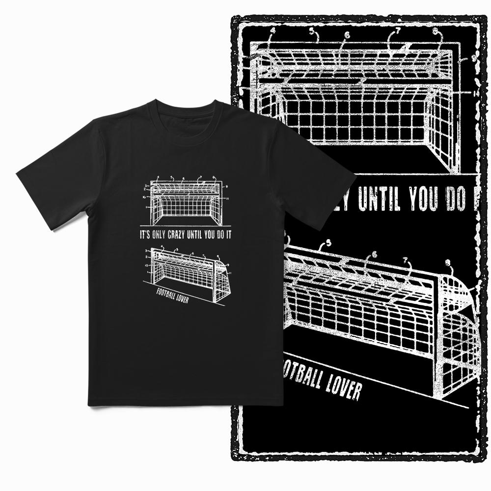 Coolmind YC Football Theme Print 100% Cotton Exclusive Graphic Men T Shirt for Men Big Size Cool BLACK Men's Novelty Tee Shirt