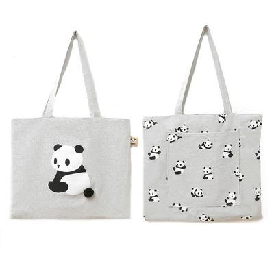 HYUNGJ Dwustronna Torba Tote Panda, Duża, Urocza, Duża Pojemność, Płótno, Codzienna, Rozmiar A4, Pionowa, Odpowiednia dla Dorosłych i Uczniów Szkół Średnich,