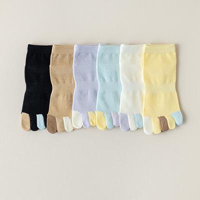 Calzini da Donna Primavera Estate Nuovi Monocolore Assorbono il Sudore Traspiranti Dolci Carini Corti a Cinque Dita