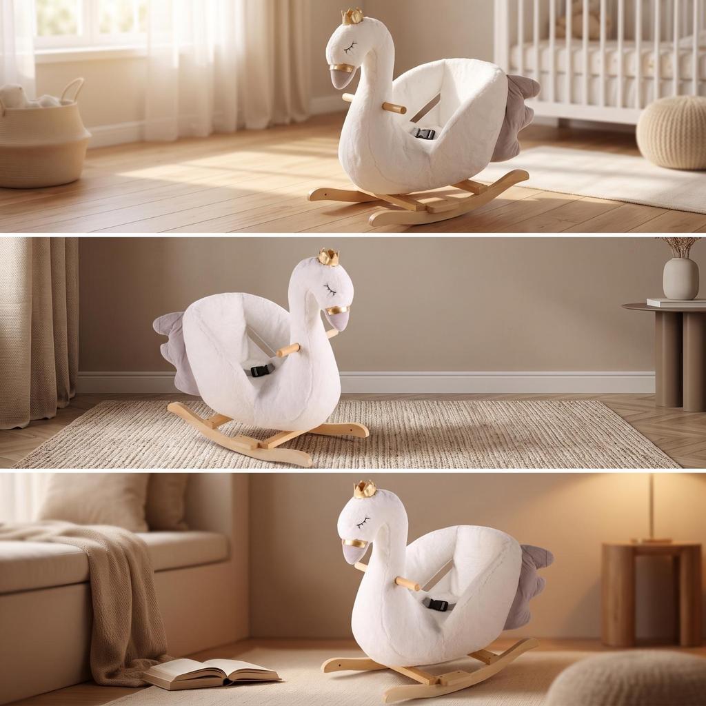 Swan Rocking Chair Safe Cute for Nursery, Young Children, Kids