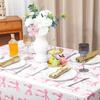 Oudain 3 Pcs Pink Bow Table Cloth 54 x 108 Inch Coquette Bow Table Cover Rectangle Pink Tablecloth Disposable Tablecovers Coquette Party Decorations