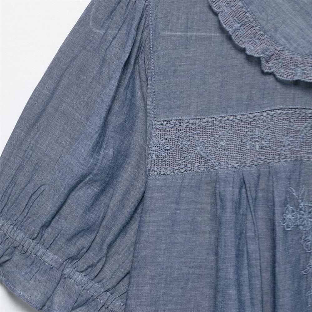 Spring/Summer 2025 Women's Floral Embroidered Single-Breasted Lapel Casual Short Shirt
