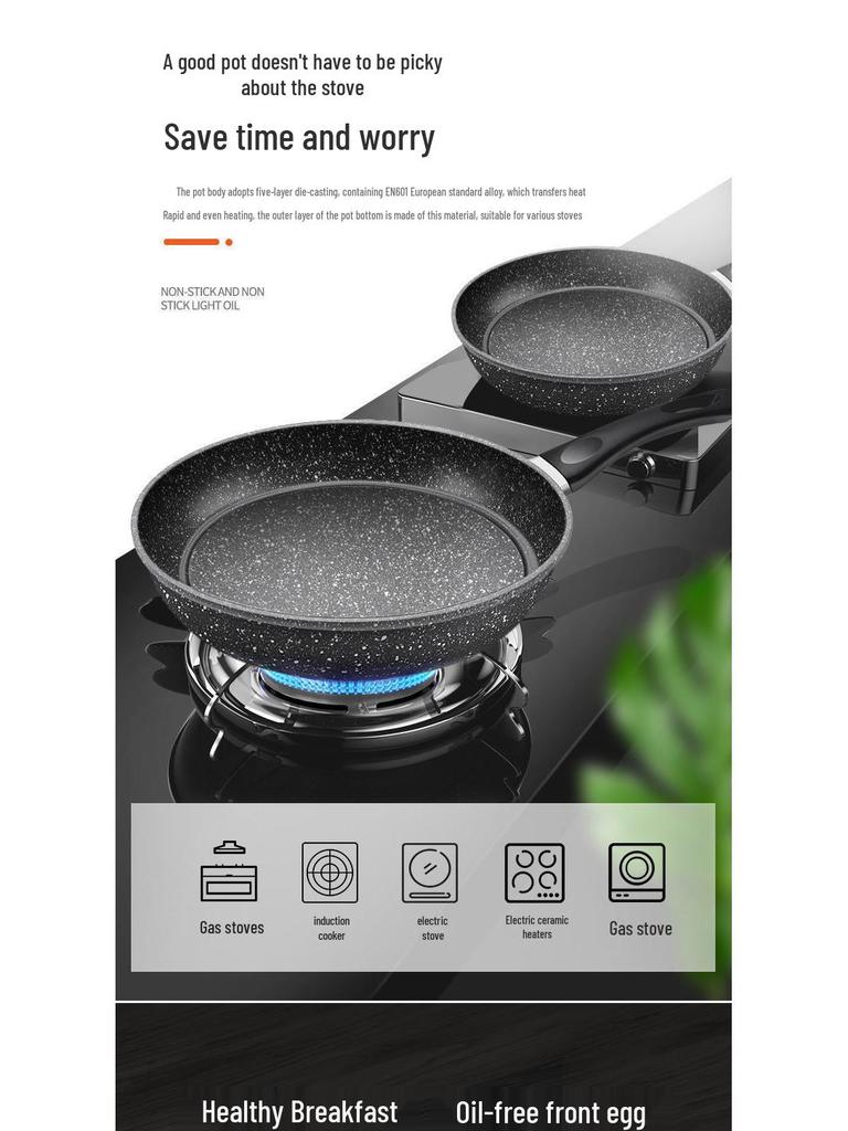 Maifan Stein Antihaft-Bratpfanne – Flacher Boden für Pfannkuchen, Steak und mehr. Neues Modell mit leichtem Design und Rauchreduzierung.