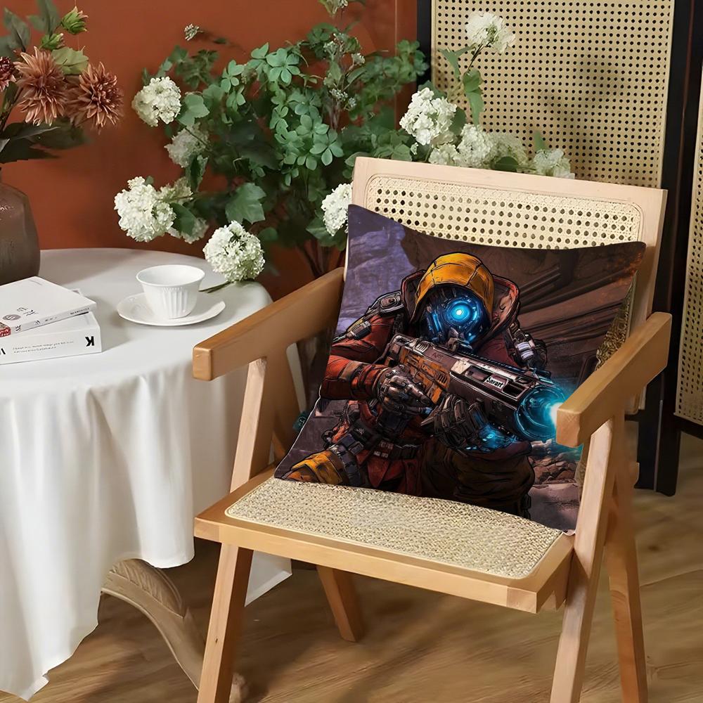 BBorderlands Game Cushion Cover Silky Short Plush Invisible Zipper Dustproof Sofa Pillow Case for Home Decor
