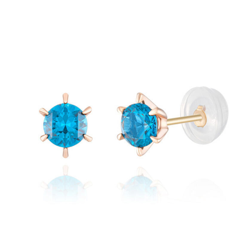 

14K Gold Earrings Pin-Shaped Shine Color Q BL BE02002 Pink Gold