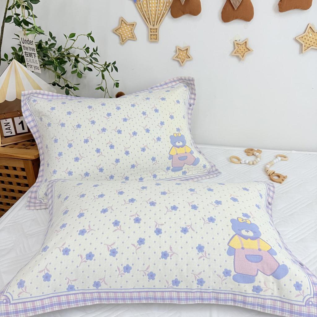 Set of 2 All-Cotton Gauze Pillowcases: Snap Button, High-Density, Non-Shedding, Four-Season Use