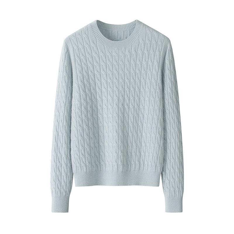 Women's Cashmere Knit Drop Shoulder Sweater – 12-Gauge Round Neck Versatile Pullover