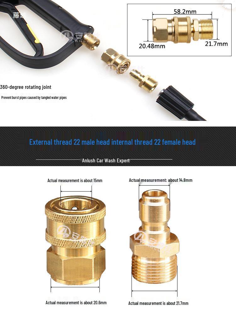 High-Pressure Copper Quick-Connect Water Hose Adapter for Car Washers