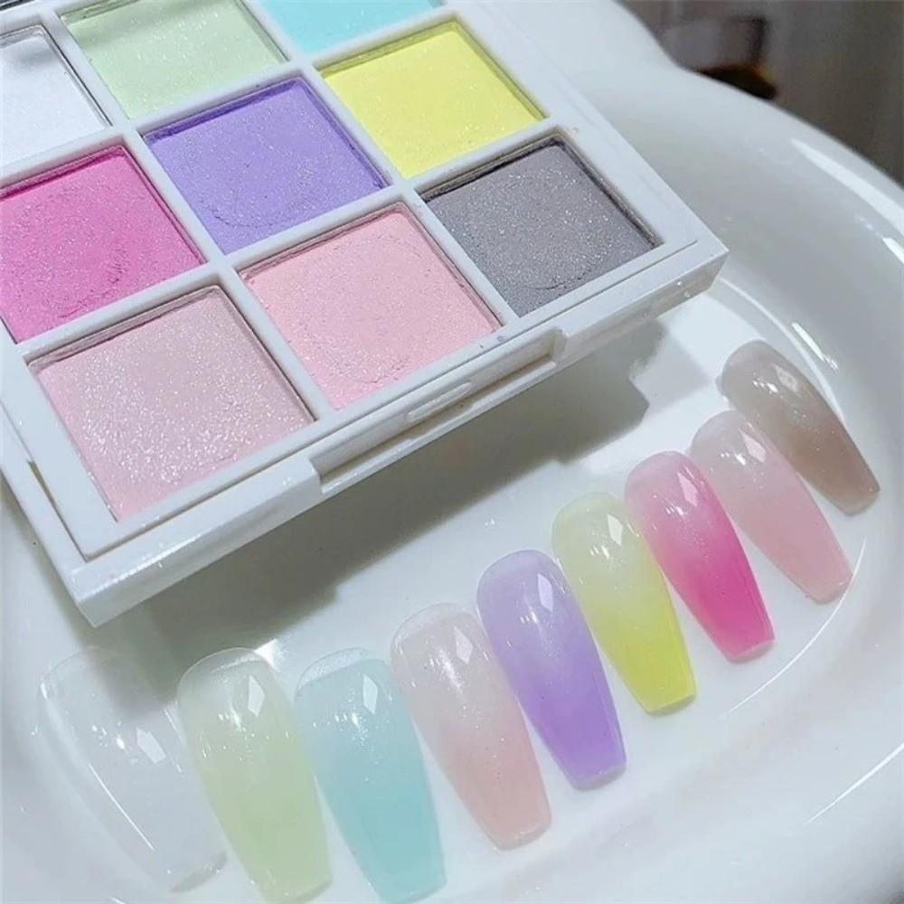 Solid Magic Neon Powder 9 Colors Gradient Design Powder Patting Nail Powders  Nail Decoration