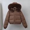 Europe, America and the United States winter new women's fashion short down cotton-padded jacket hooded big fur collar student cotton-padded jacket