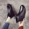 Clearance of Top Layer Cowhide Flat-sole Mother Shoes Korean Casual Leather Short Boots Soft Flat-sole Non-slip Middle-aged Elderly